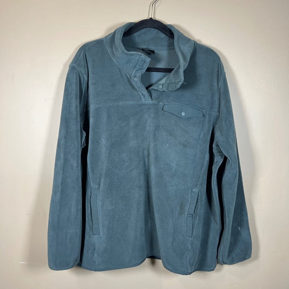 32 Degrees Heat Womens XXL Teal Blue Fleece Snap Mock Neck Pullover‎ Sweater
